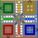 pixel rendition of a Ludo board
